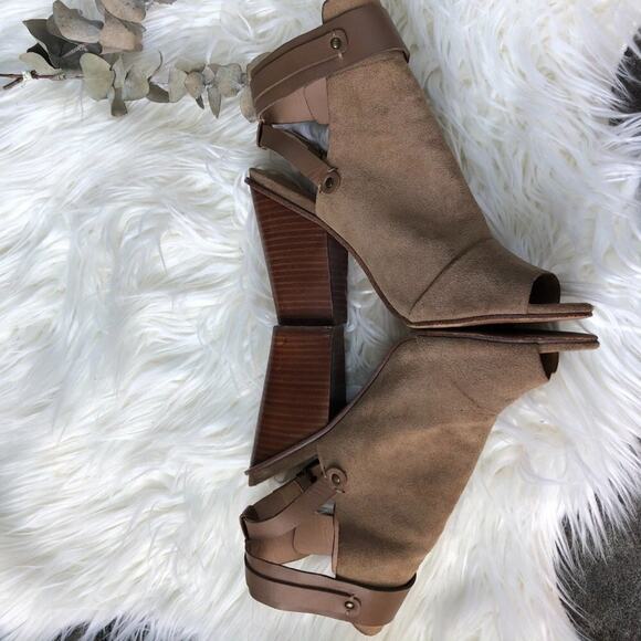 Joes Jeans Shoes Block Heel Ankle Boot Open Toe Double Strap Tobacco Tan 9 - Picture 3 of 14